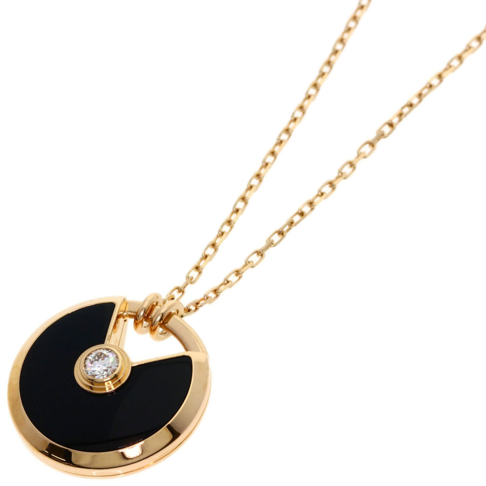 Cartier Amulette de Onyx Diamond Necklace 18K Pink Gold Women's CARTIER
